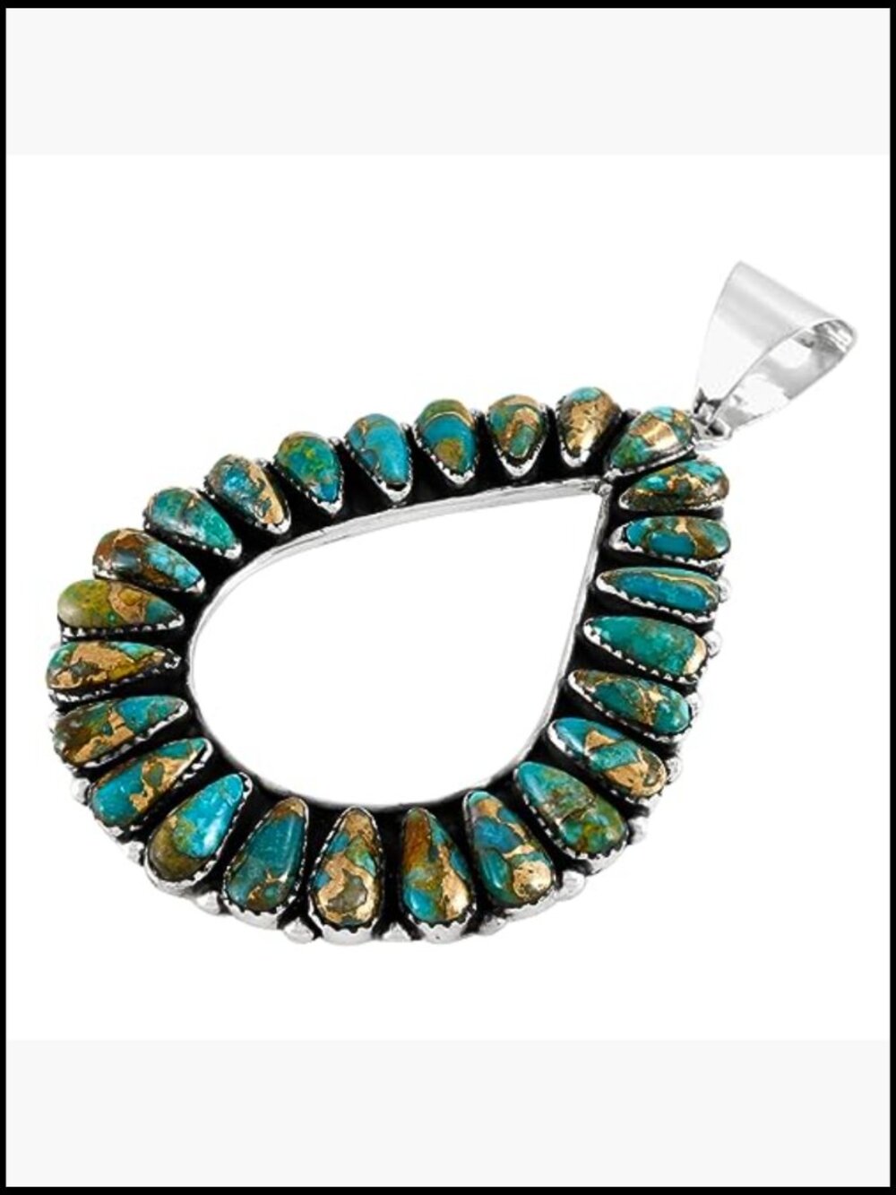 Sterling Silver Turquoise Pendant Necklace 20" Box Chain - Picture 3 of 4